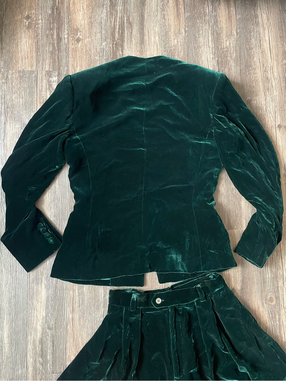 Vintage Ralph Lauren Green Velvet Blazer + Maxi Skirt Set - Picture 3 of 8